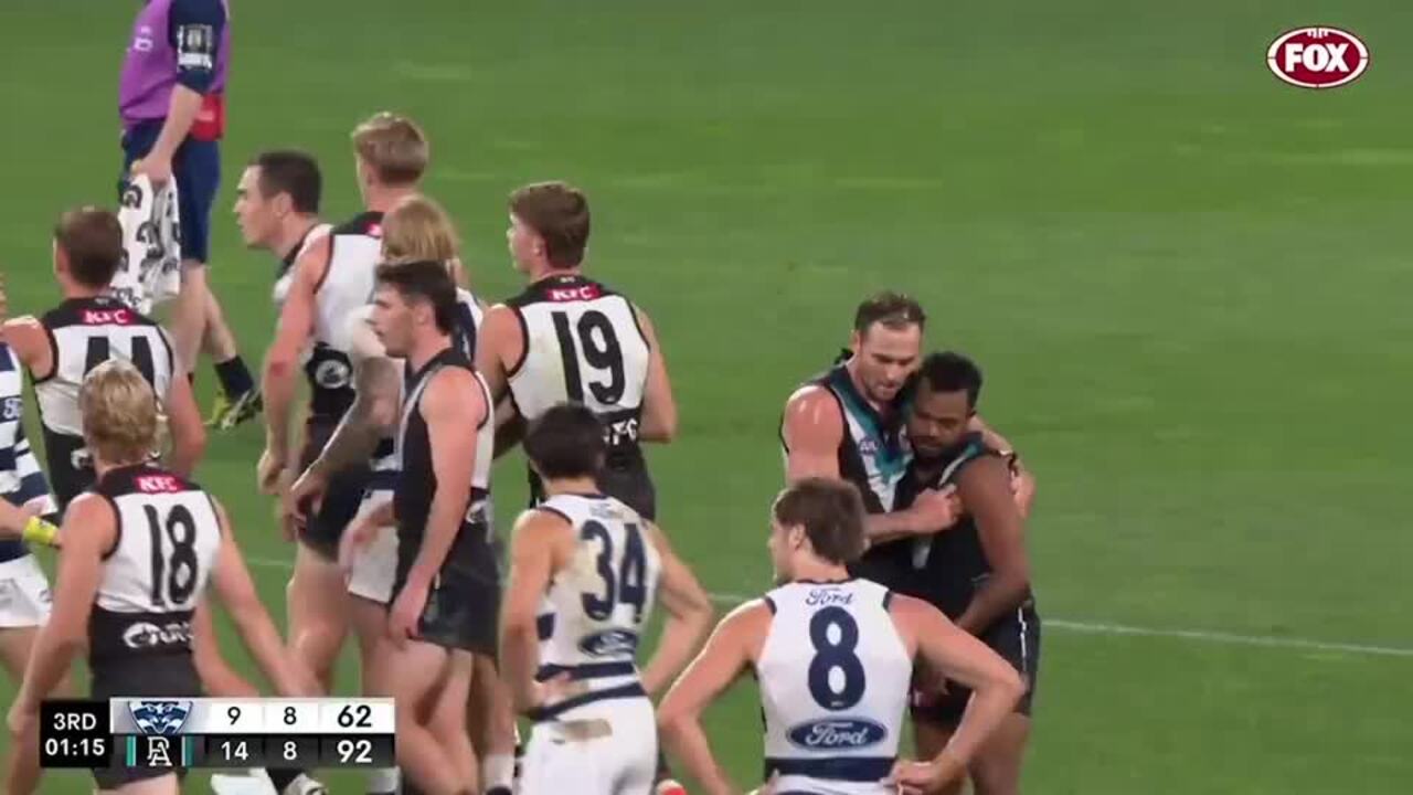 Tensions flare between Geelong and Port Adelaide