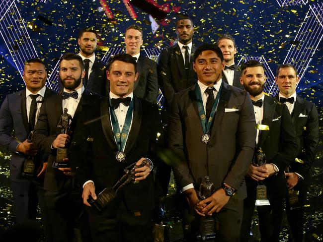 Team of the year with Dally M winners Cooper Cronk and Jason Taumalolo. Picture: Gregg Porteous