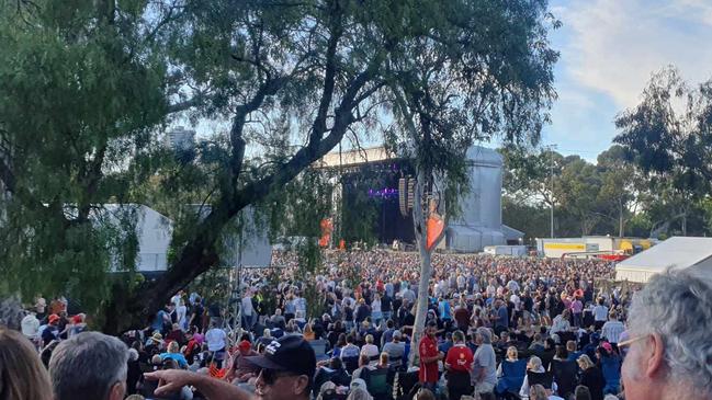 Crowds at the Robbie Williams concert in Adelaide. Picture: Richard Evans