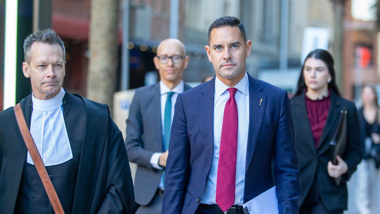 Alex Greenwich with barrister Dr Matt Collins KC, left. Picture: NewsWire / Christian Gilles