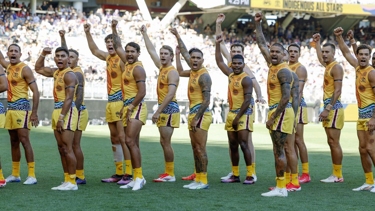 Captain Michael Walters and AFL Indigenous and multicultural engagement manager Pauly Vandenbergh rallied the league’s biggest names for the Indigenous All Stars team. Picture: Michael Klein