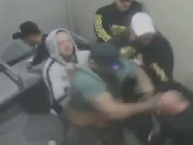 An all-in brawl broke out between bikies at a Canberra strip club. Picture: Channel 7