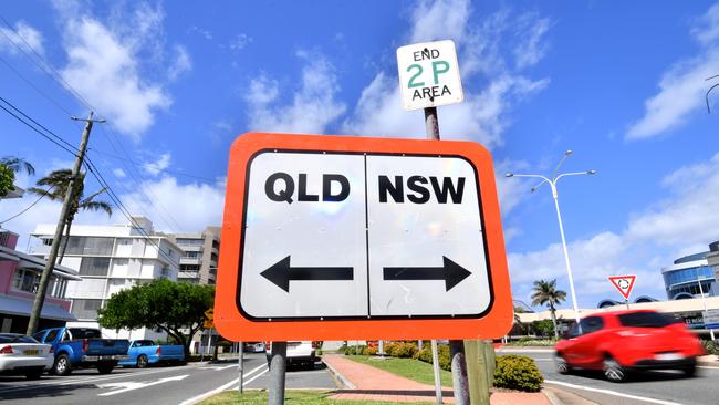 A sign marking the New South Wales – Queensland border in Coolangatta on the Gold Coast. Picture: NCA NewsWire / Dan Peled