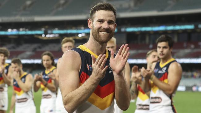 SANFL - PRELIMINARY FINAL - Glenelg v Adelaide Crows at Adelaide Oval. Andy Otten applauds the crowd as he leaves the oval for the final time. Picture SARAH REED