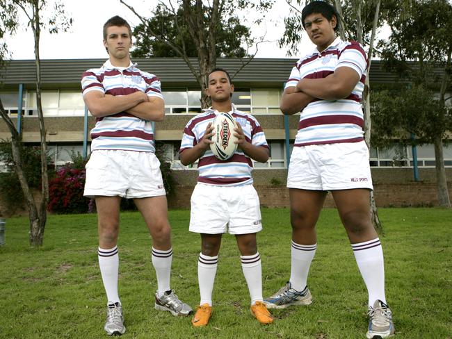 Steve Cummins, Nutana Terangi and Will Skelton at Hills Sports High School.