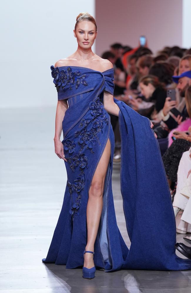 Candice Swanepoel walks the runway during the Elie Saab Haute Couture Spring-Summer 2025 catwalk show at Paris Fashion Week. Picture: Francois Durand/Getty Images