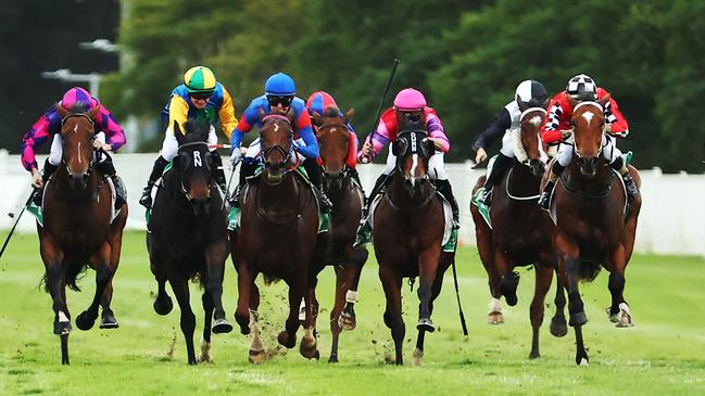 HAWKESBURY, AUSTRALIA - MAY 04: James Mcdonald riding Gentileschi wins Race 3 TAB Highway during "Hawkesbury Cup Day" - Sydney Racing at Hawkesbury Racecourse on May 04, 2024 in Hawkesbury, Australia. (Photo by Jeremy Ng/Getty Images)