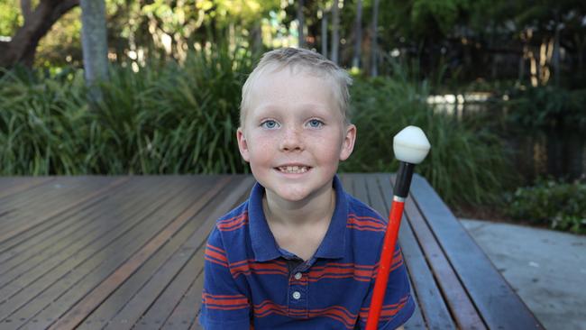 <s1>AWARENESS: Roma boy Oliver Howard has gained confidence through his white cane after losing his vision when he was four years old.</s1>