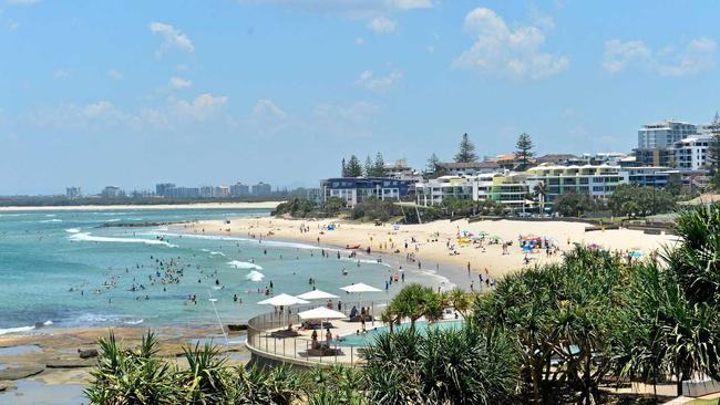 An elderly man died at Kings Beach yesterday despite swimming between the flags in calm, favourable conditions. Picture: John McCutcheon