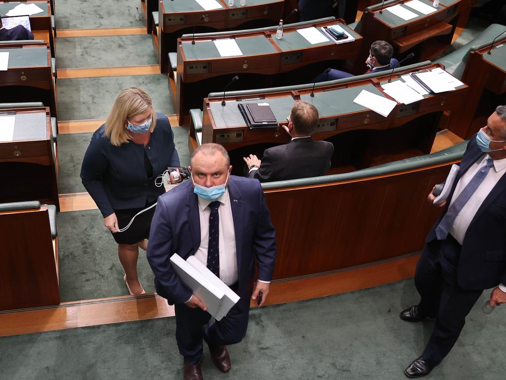 Bridget Archer leaves the chamber after Question Time in the House of Representatives in Parliament House in Canberra, having earlier crossed the floor. Picture: Gary Ramage/NCA NewsWire