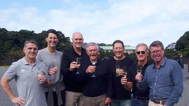 Members of Australia's 1991 Rugby World Cup-winning team in Japan last year.