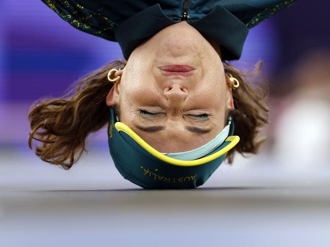 During THAT controversial breakdancing routine at the Paris Olympics. Picture: AFP