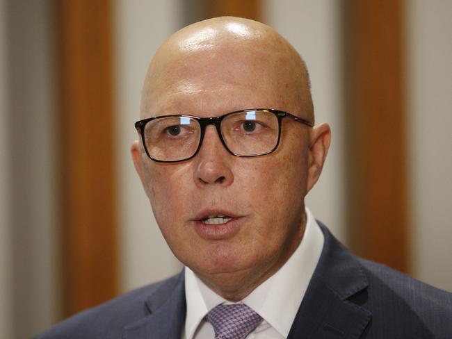 Opposition Leader Peter Dutton says Penny Wong has added to “a national moral fog, which has made anti-Semitism permissible”. Picture: NCA NewsWire / John Appleyard