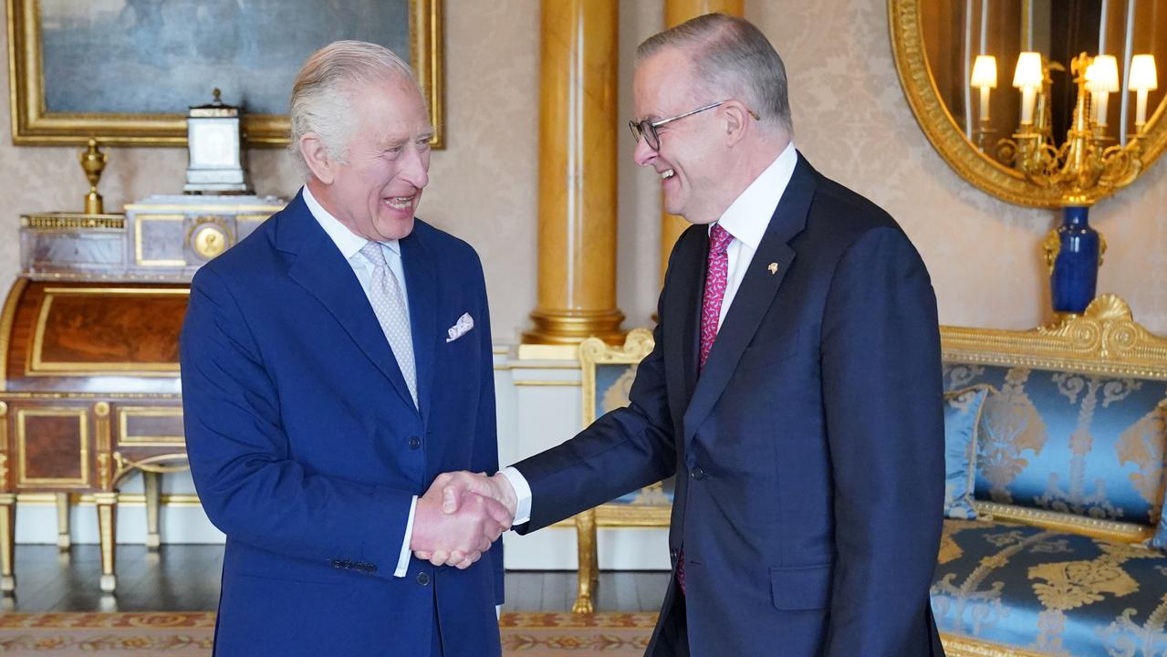 Mr Albanese met the King on Tuesday ahead of the coronation. Picture: Jonathan Brady – WPA Pool/Getty Images