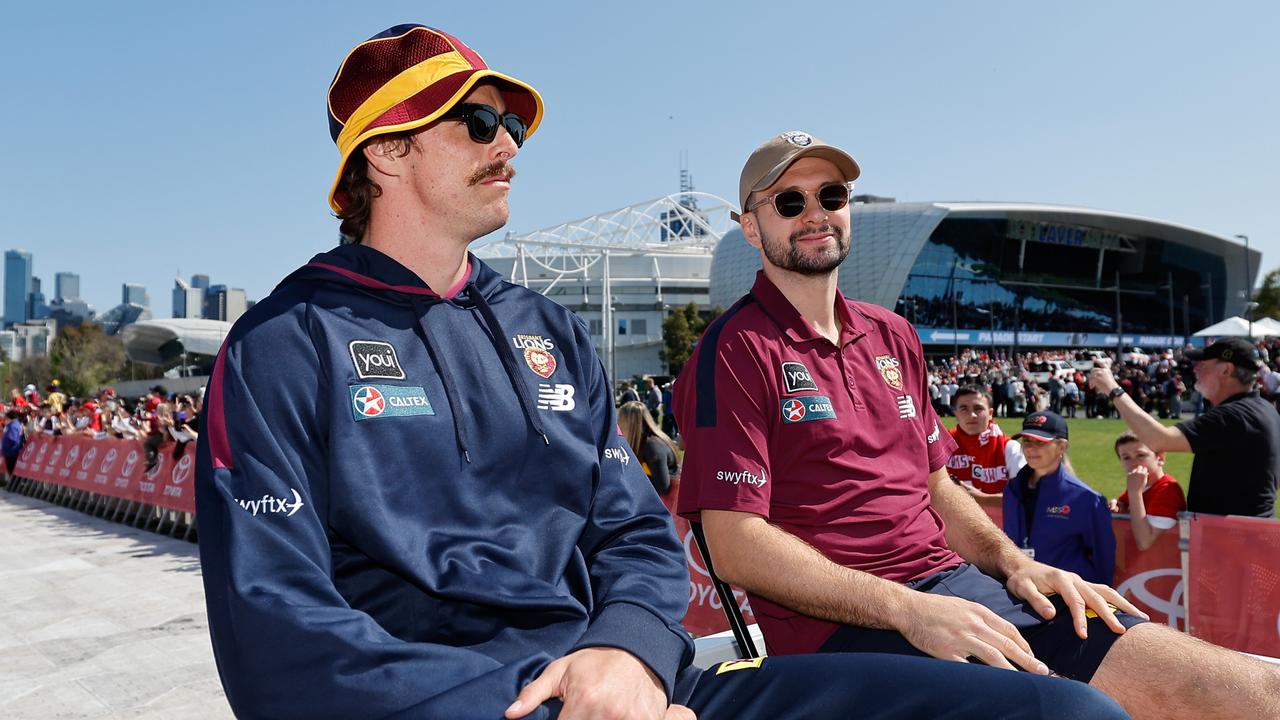 Daniher and Conor McKenna at the Grand Final parade. Photo by Dylan Burns/AFL Photos via Getty Images