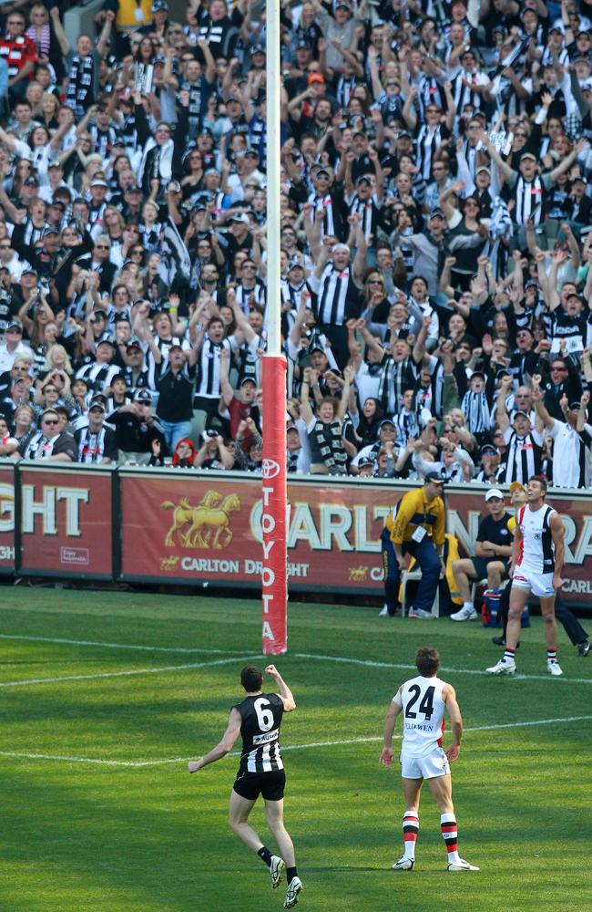 Tyson Goldsack celebrates the first goal of the game.