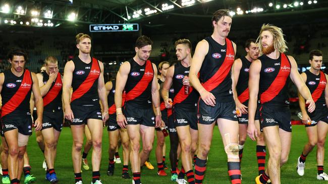 The Bombers after another loss. Picture: Getty Images