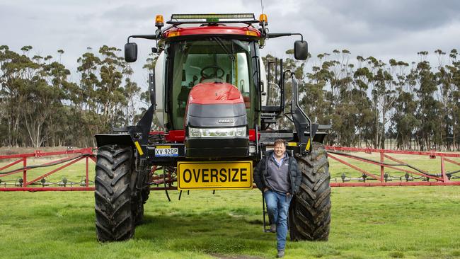 Dan Bingham with his newly purchased sprayer. Picture: Zoe Phillips