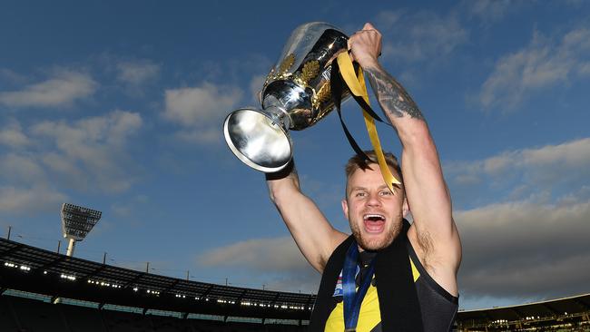 Brandon Ellis finished his career at the Tigers clutching the Premiership Cup, but will start his 2020 with the Gold Coast Suns’ wooden spoon in their trophy cabinet instead