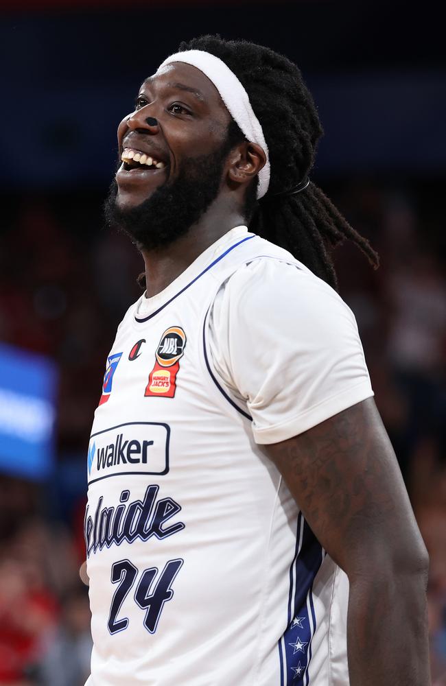 Montrezl Harrell of the 36ers reacts after being fouled out of the game. Picture: Getty Images