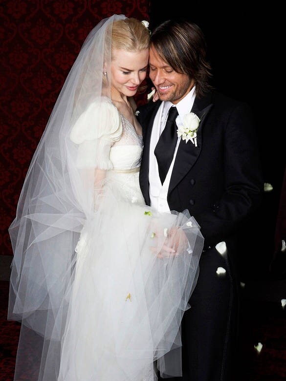 Nicole Kidman wearing Balenciaga on her wedding day to Keith Urban in 2006 in Manly. Source: Supplied.