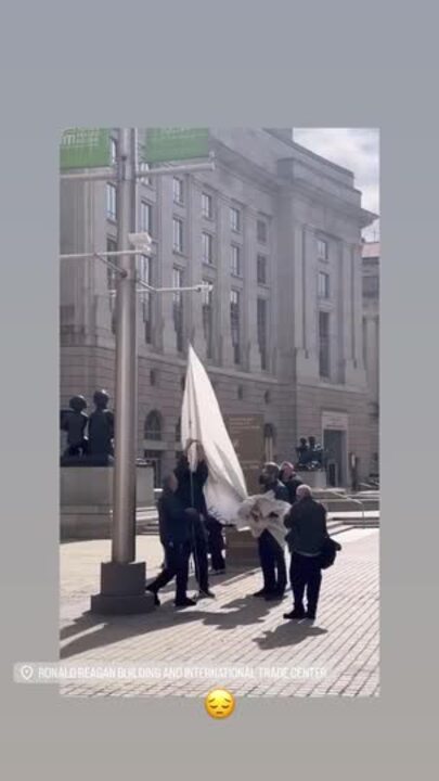 USAID Flag Comes Down in Front of Agency's Washington Headquarters