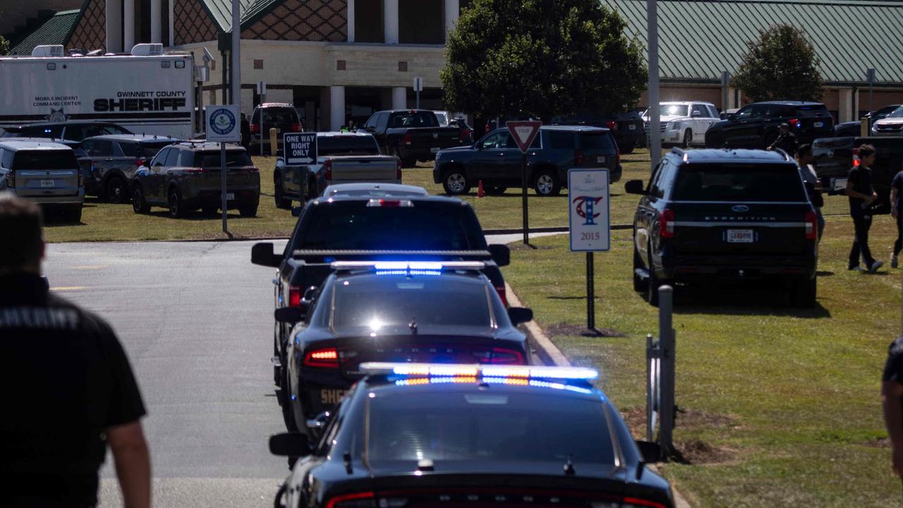 Law enforcement and first responders respond to Apalachee High School in Winder, Georgia. Picture: Christian Monterrosa/AFP