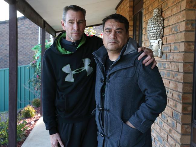 Hero neighbours Roy Lucas (left) and John Upston helped rescue the elderly lady from the blaze. Picture: David Swift