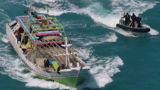 Australian Border Force Maritime Border Command, with the Australian Fisheries Management Authority, found two Indonesian fishing vessels near Deliverance Island. Picture: Supplied