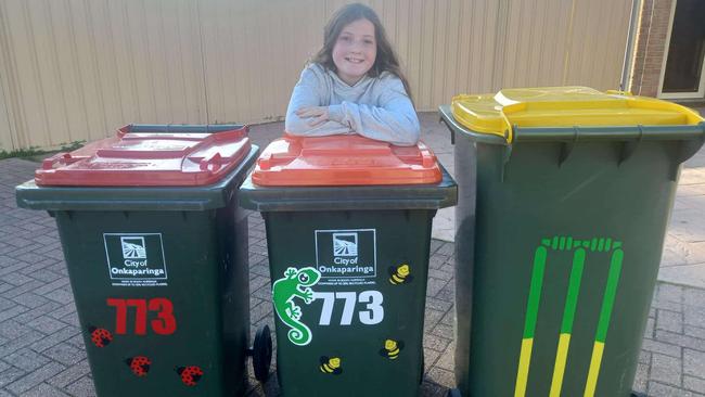 Seaford Meadows kidpreneur Alexa Seidel is leaving her mark on the world – one bin sticker at a time. Picture: Supplied