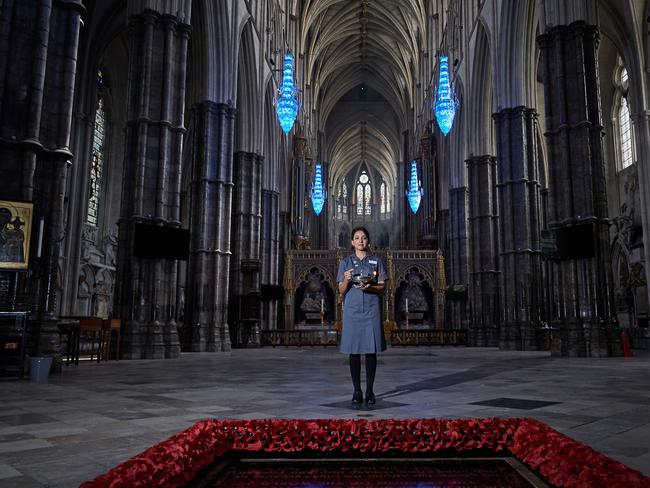 NHS Lead Research Nurse, Arlene Lee poses for a picture inside the nave at Westminster Abbey. Picture: Getty Images