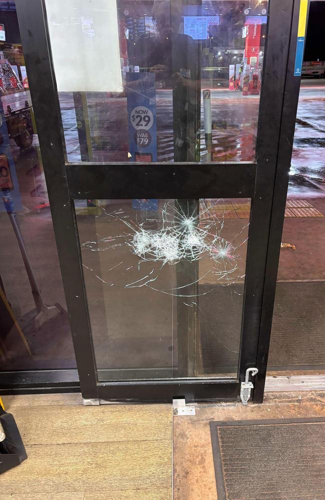 A group of about four youths are believed to have attempted to force their way into OTR Katherine on Bicentennial Rd in the early hours of Monday morning. Picture: Supplied