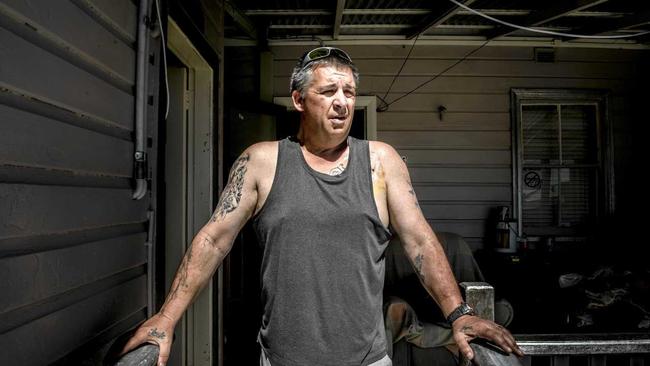 Gerry Reside shows off his scar after he was revived from a heart attack at the rear of the Grafton PO Hotel. He is looking for 'Dave', who gave him CPR and saved his life. Picture: Adam Hourigan