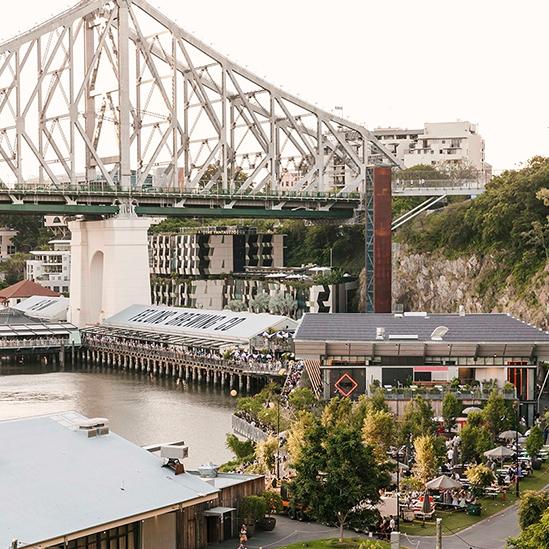 The historic Howard Smith Wharves, underneath the Story Bridge in Brisbane, have become a prime hospitality location. Picture: Howard Smith Wharves