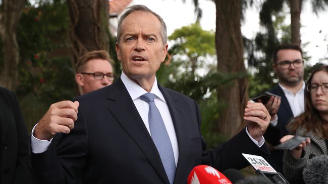 Opposition Leader Bill Shorten speaking at a press conference after a visit to PRP Diagnostic Imaging in Eastwood in Sydney. Picture: Kym Smith