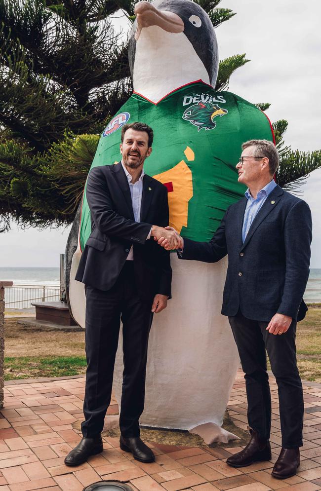 Brendon Gale and Grant O'Brien. Picture: Tasmania Football Club