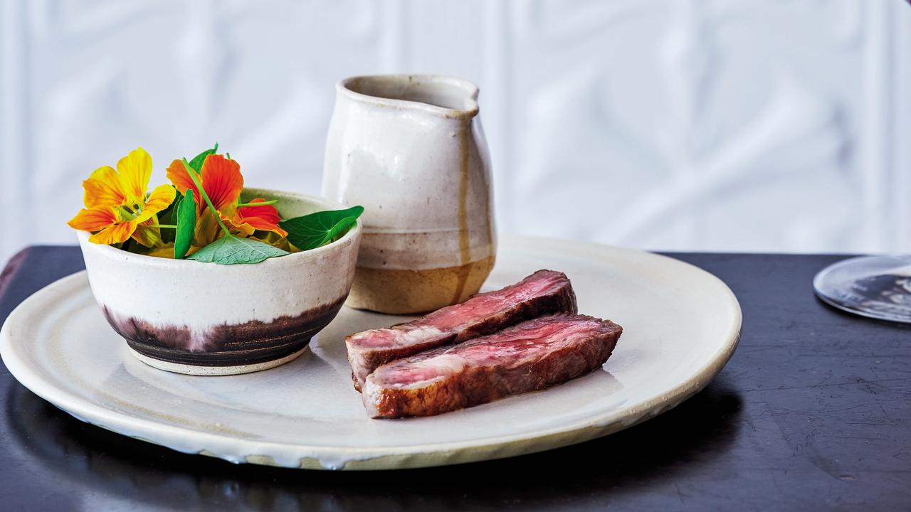 Blume's aged sirloin with polenta and nasturtium. Picture: Jeremy Simons