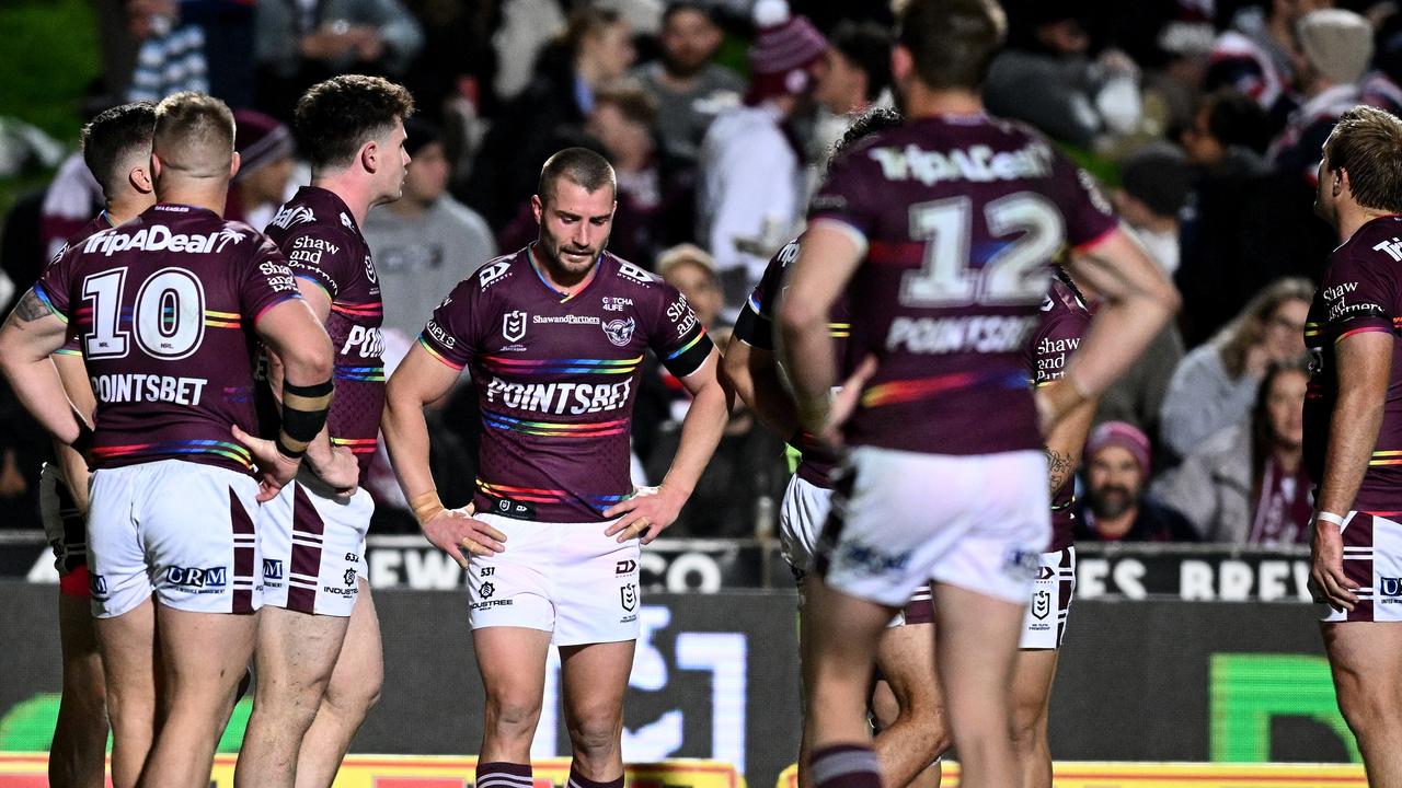 Manly called a players-only meeting in a bid to heal Pride jersey wounds. Picture: AAP/Dan Himbrechts