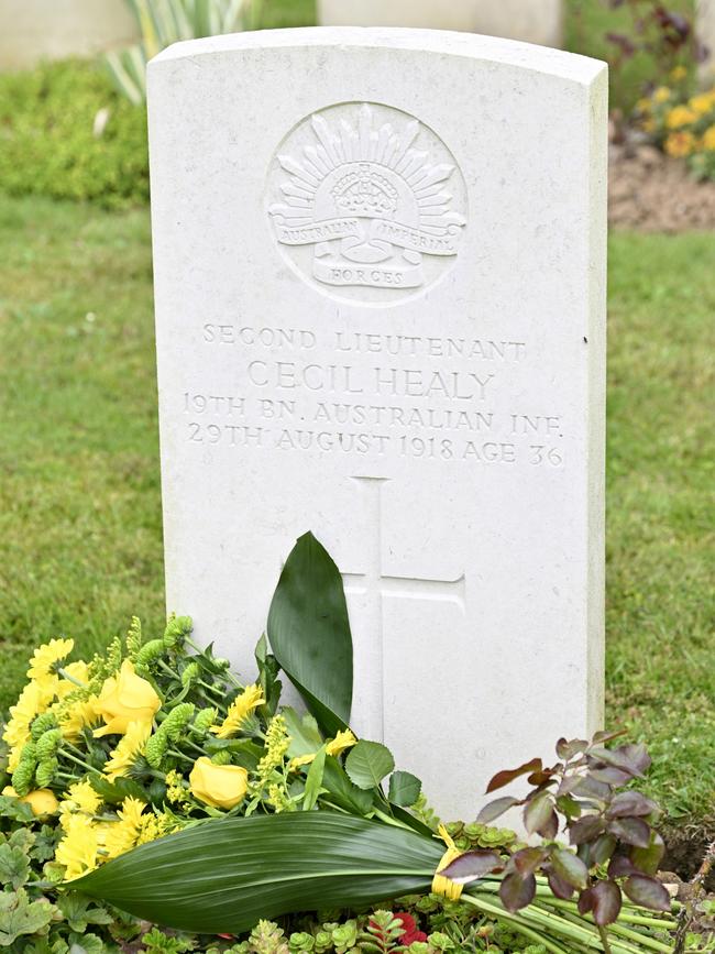 Cecil Healy's grave in Assevillers, France. Picture: Kristy Sparow/Getty Images for the AOC