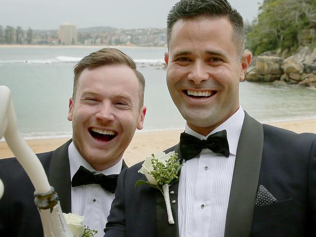 Dan and James believe they are the first gay couple to celebrate their wedding in Manly. They're getting married at the British Embassy, where gay marriage is legal and celebrating at the Shelly Beach Boathouse. Photo: Adam Ward