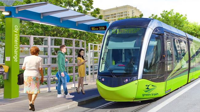 Mayor Bob Manning unveiled his vision for a Cairns light-rail network in the lead-up to local government elections in 2016. Picture: Supplied