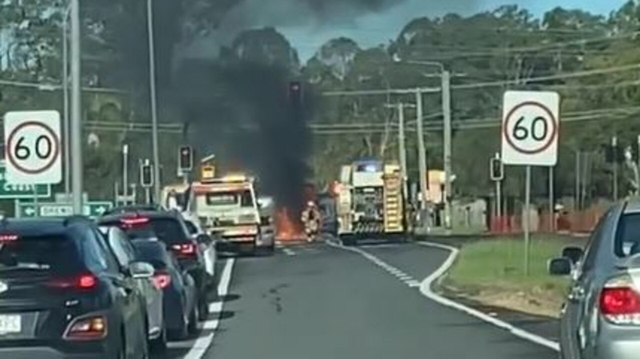 Loganholme Crash Van Bursts Into Flames At Logan Motorway Entry After Crash Herald Sun 