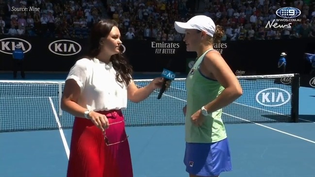 "I'm actually not loving this": Barty's wacky post-match interview