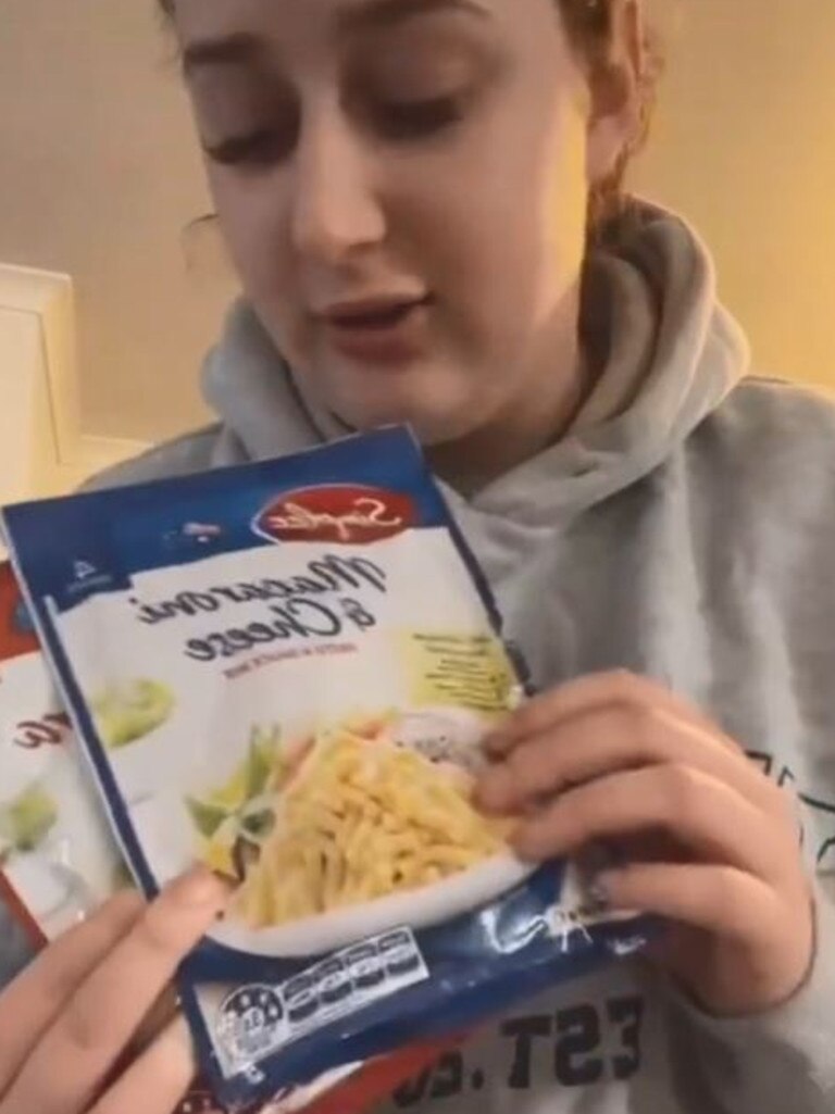 Ella bought two dried pasta packets at Aldi. Picture: TikTok / @ellatigani