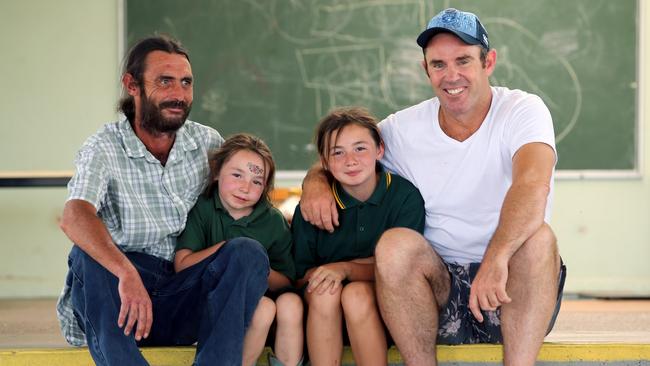 Blues coach Brad Fittler with Jamie Zaia and his daughters Gypsy, 6, and Elke 10. Picture: Nathan Edwards