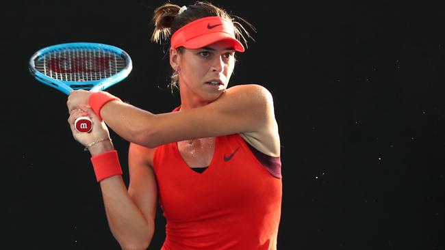 Ajla Tomljanovic in action against Johanna Konta at the 2019 Brisbane International.