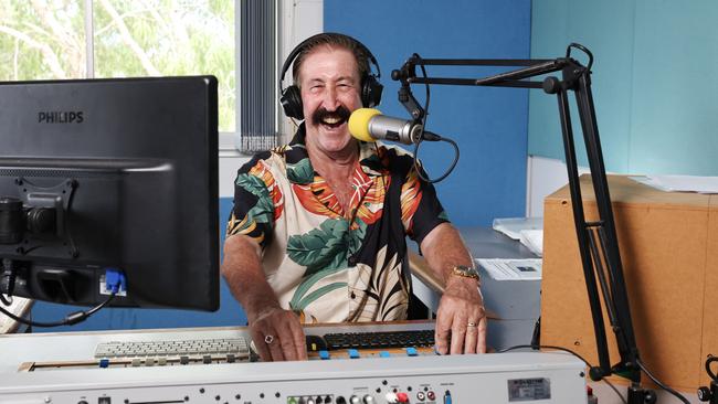 Cairns FM 89.1 community radio station will celebrate 40 years of broadcasting this Saturday The station is on air 24 hours a day thanks to more than 100 volunteers from many different nationalities and ethnic groups. Alan Searle clebrates the station's 40 year anniversary in the studios at Cairns Tafe, Manunda. Picture: Brendan Radke