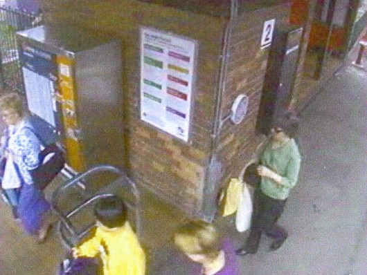Normanhurst railway station security video still of murder victim Barbara Saunders after disembarking the train.