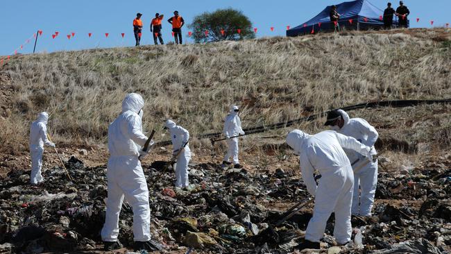 Police search for Mr McLean’s remains in the landfill site. Picture: Dean Martin