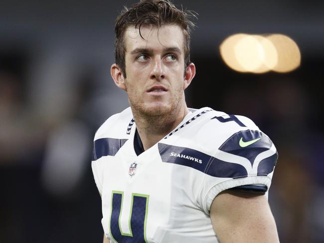 MINNEAPOLIS, MN - AUGUST 24: Michael Dickson #4 of the Seattle Seahawks looks on during a preseason game against the Minnesota Vikings at U.S. Bank Stadium on August 24, 2018 in Minneapolis, Minnesota. (Photo by Joe Robbins/Getty Images)